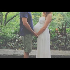 Maternity long white dress perfect for summer